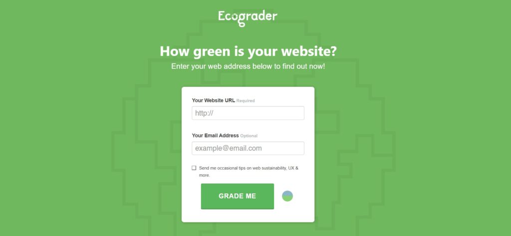 Ecograder ist ein Online Tool, um deine Webseite auf Nachhaltigkeit zu prüfen