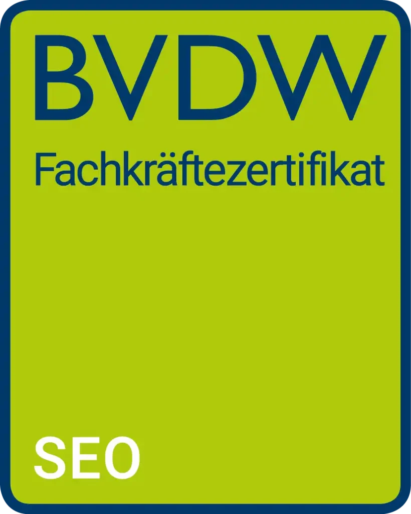 Tara Hanke SEO Fachkräfte Zertifikat vom BVDW Bundesverband Digitale Wirtschaft (BVDW) e.V.